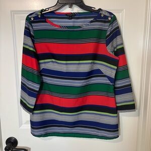 Banana Republic Bright Striped 3/4 Sleeve Blouse Size M